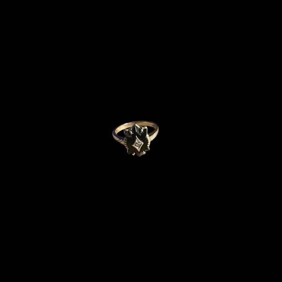 Vintage Art Deco Black Onyx and Diamond Center 10K Ring - Picture 1 of 13